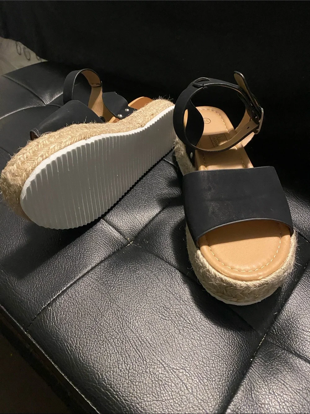 Women’s Black Ankle-Strap Espadrille Sandals